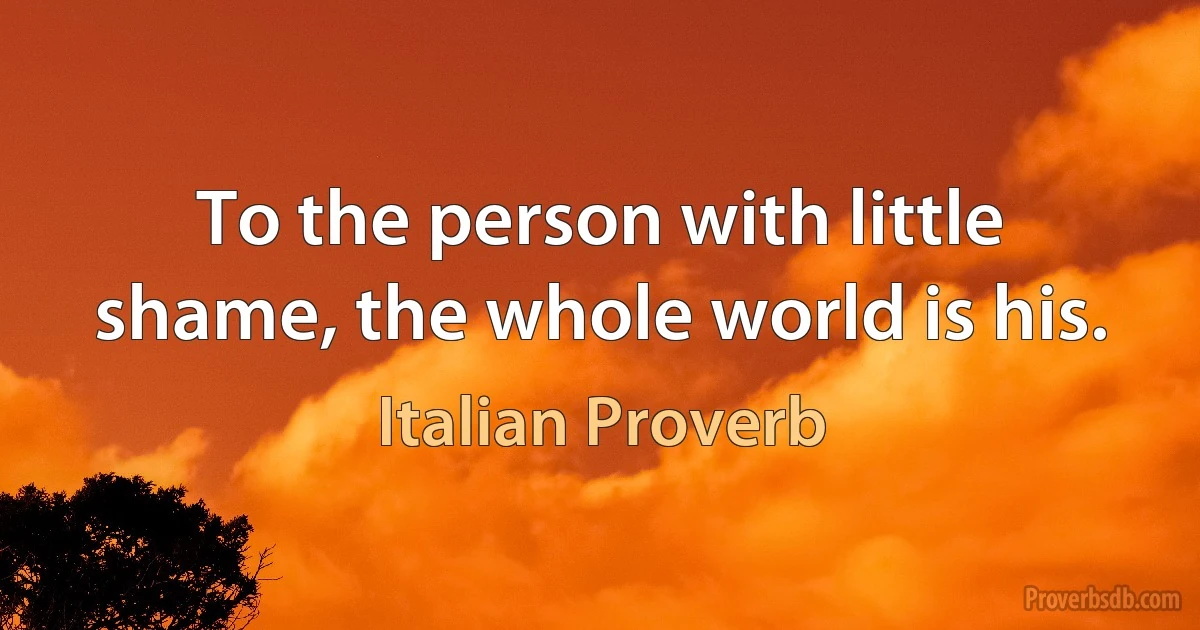 To the person with little shame, the whole world is his. (Italian Proverb)