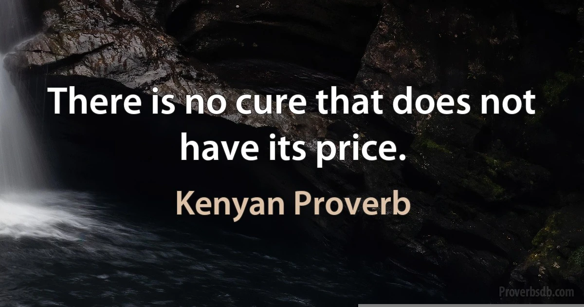 There is no cure that does not have its price. (Kenyan Proverb)