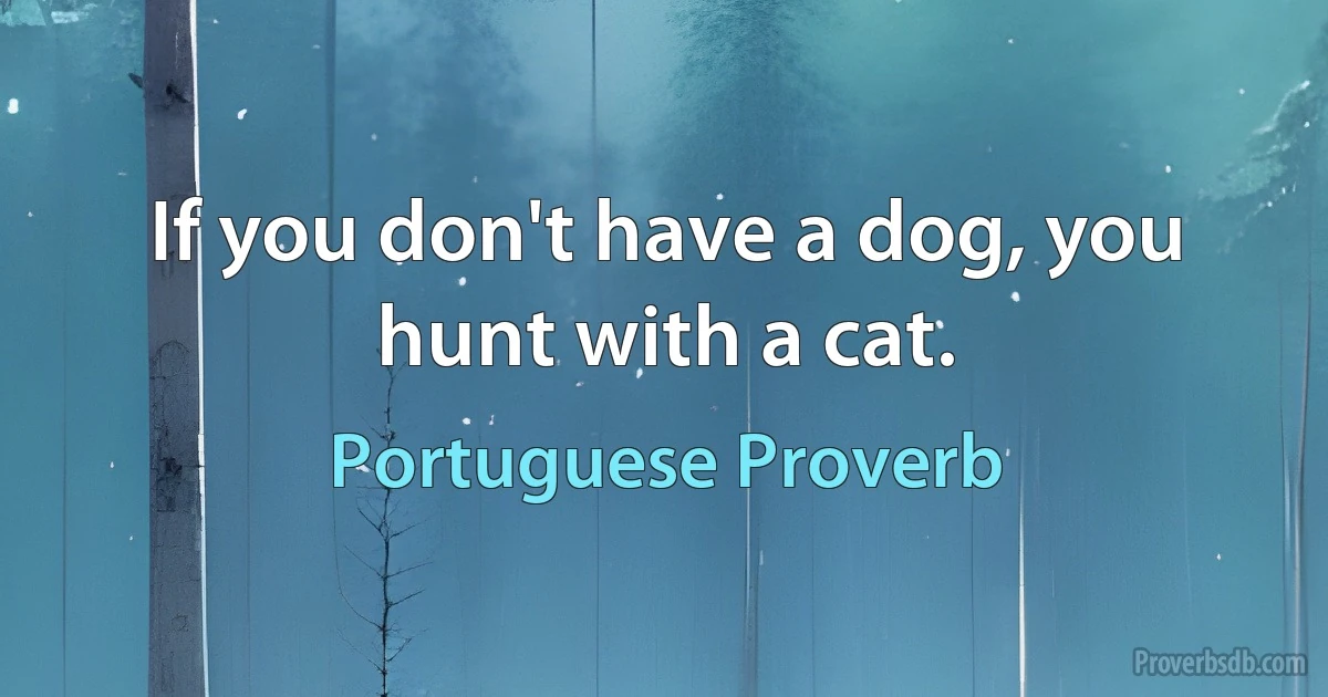 If you don't have a dog, you hunt with a cat. (Portuguese Proverb)