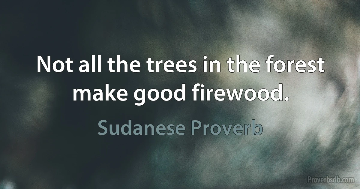 Not all the trees in the forest make good firewood. (Sudanese Proverb)