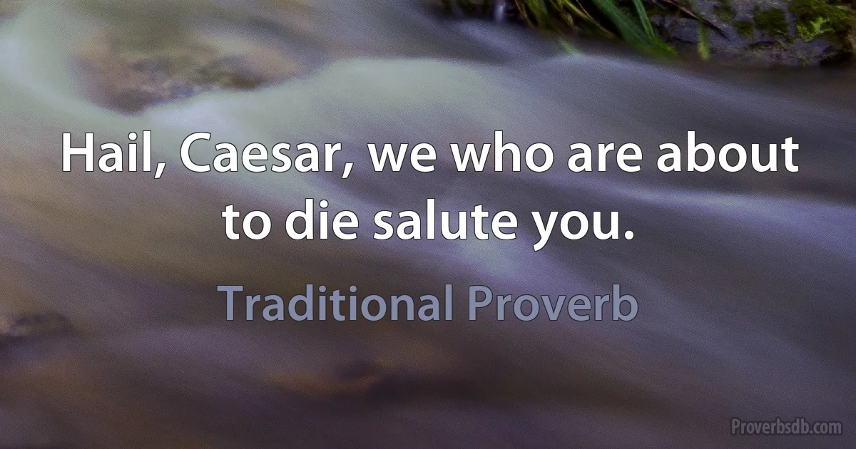 Hail, Caesar, we who are about to die salute you. (Traditional Proverb)