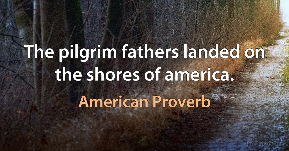 The pilgrim fathers landed on the shores of america. (American Proverb)