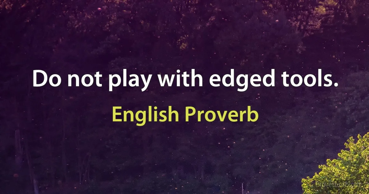 Do not play with edged tools. (English Proverb)