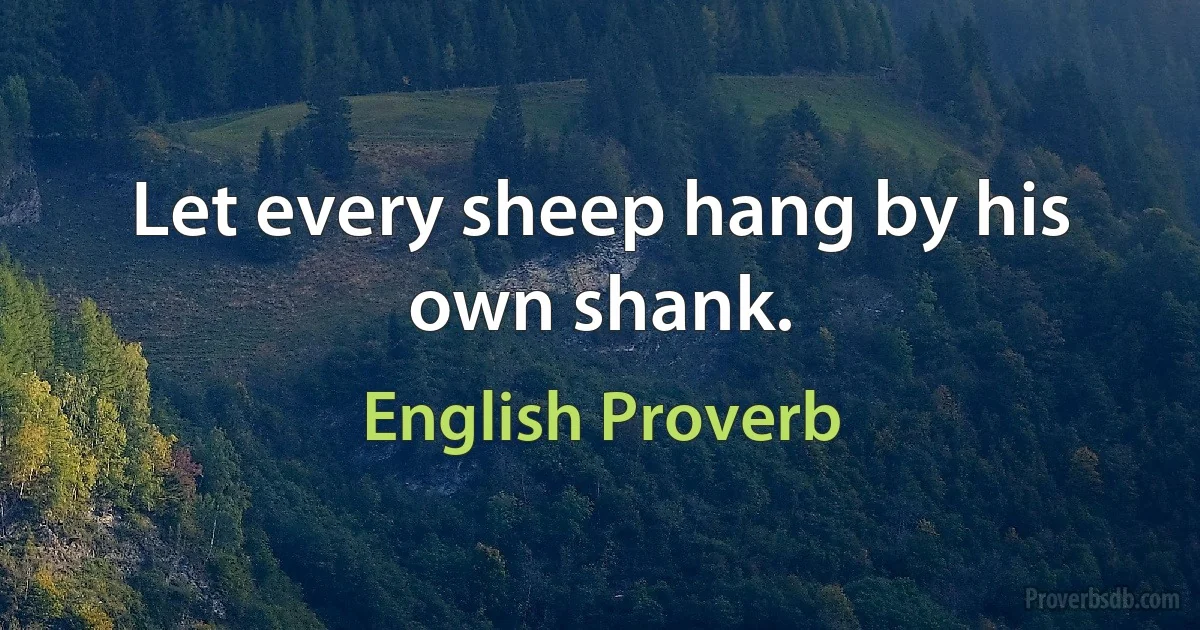 Let every sheep hang by his own shank. (English Proverb)