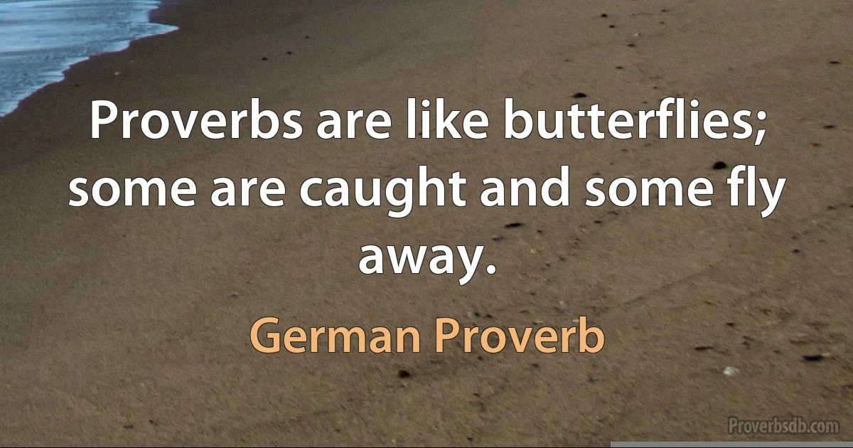 Proverbs are like butterflies; some are caught and some fly away. (German Proverb)