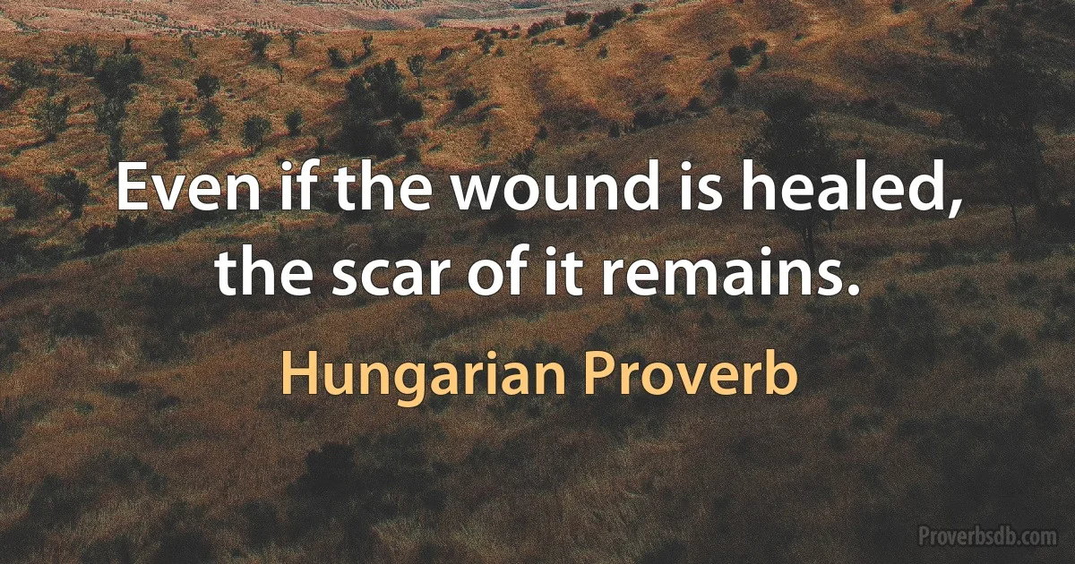 Even if the wound is healed, the scar of it remains. (Hungarian Proverb)