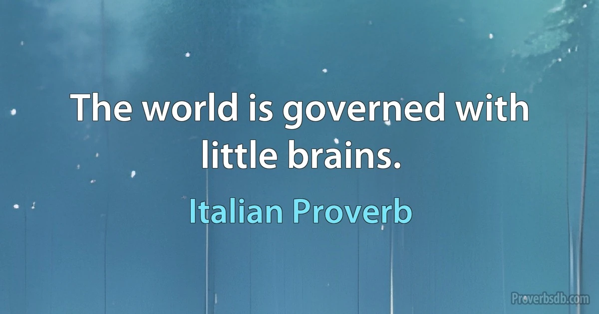 The world is governed with little brains. (Italian Proverb)