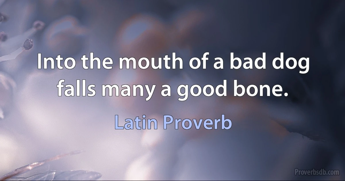 Into the mouth of a bad dog falls many a good bone. (Latin Proverb)