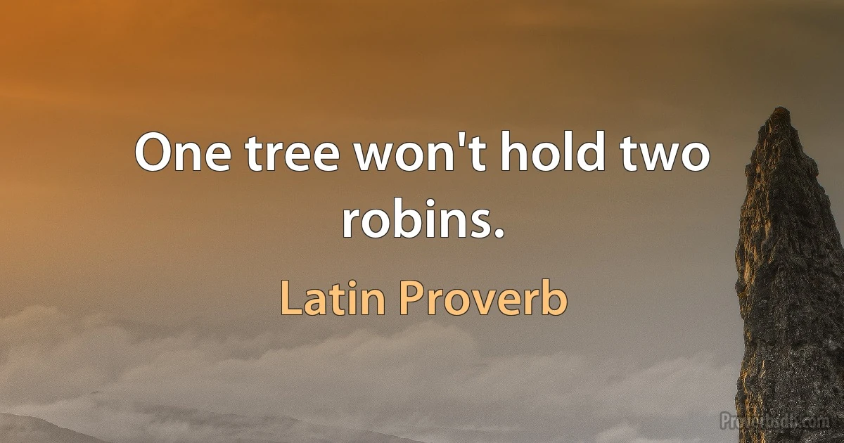 One tree won't hold two robins. (Latin Proverb)