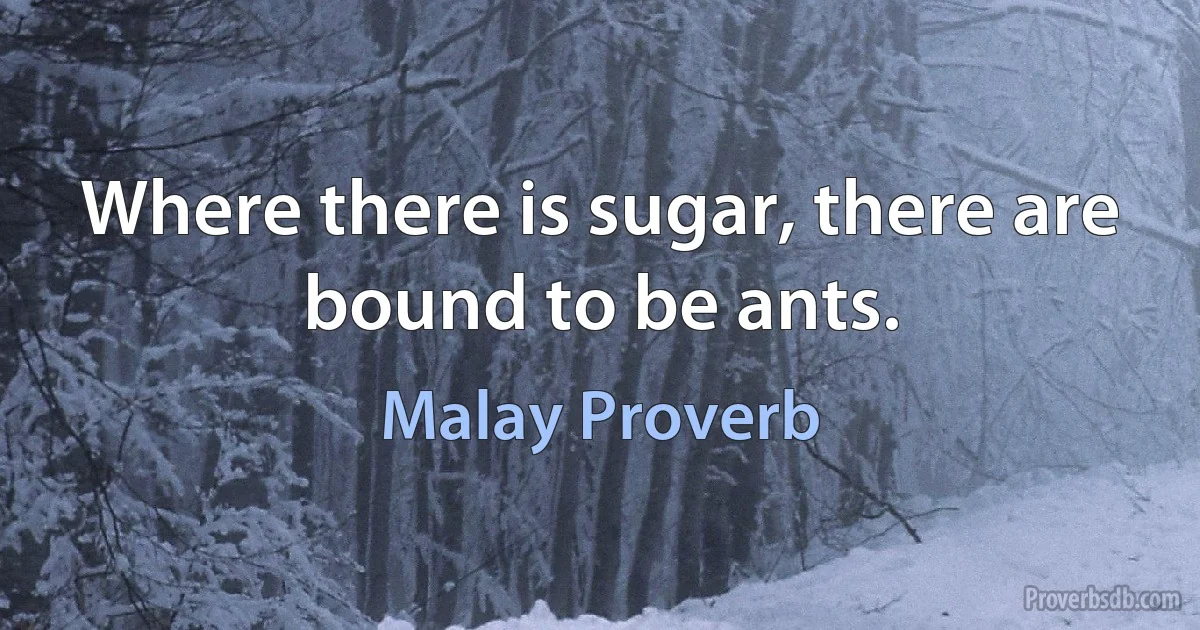 Where there is sugar, there are bound to be ants. (Malay Proverb)