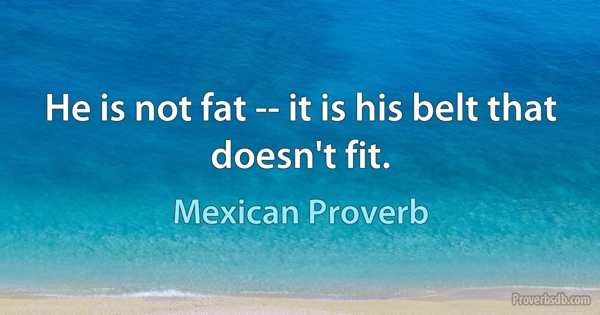 He is not fat -- it is his belt that doesn't fit. (Mexican Proverb)