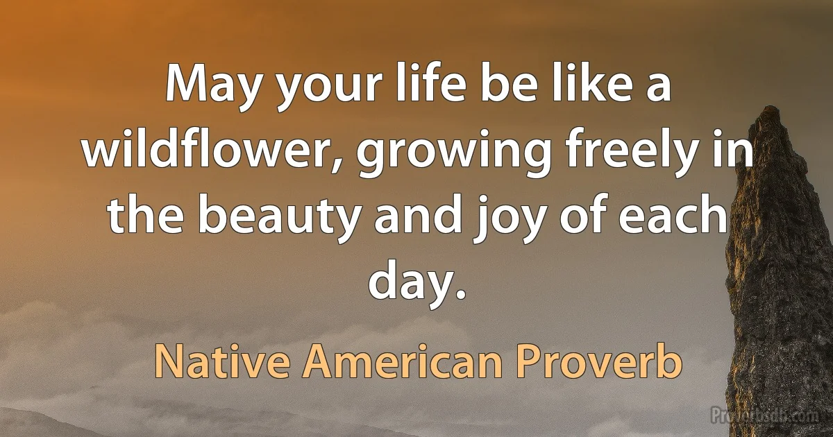 May your life be like a wildflower, growing freely in the beauty and joy of each day. (Native American Proverb)