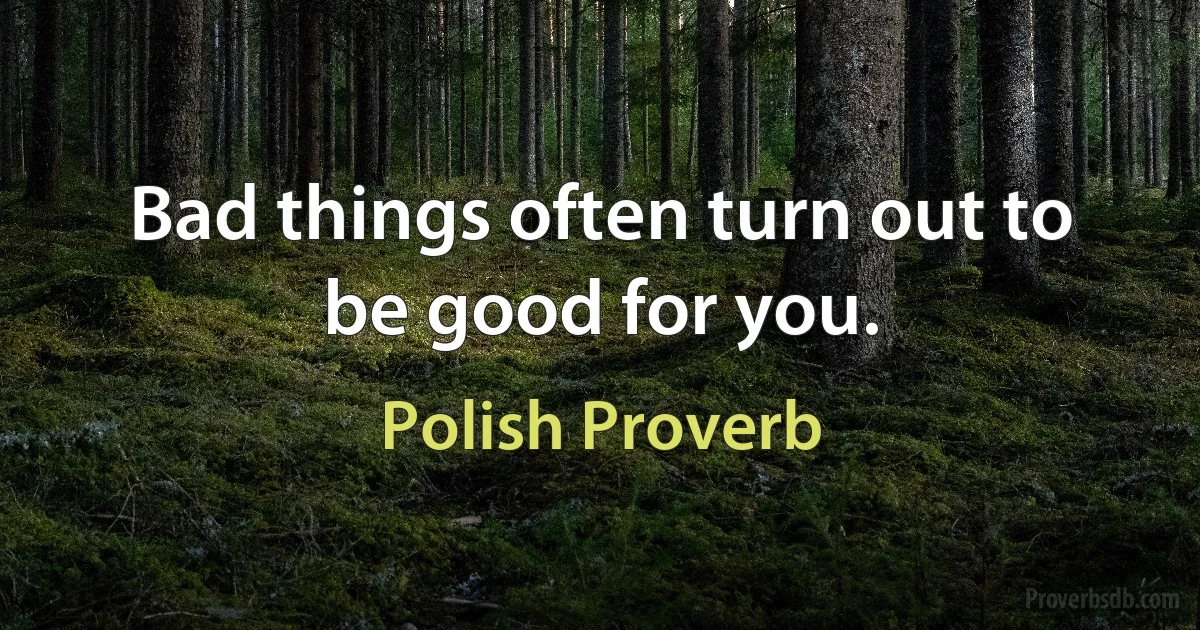 Bad things often turn out to be good for you. (Polish Proverb)