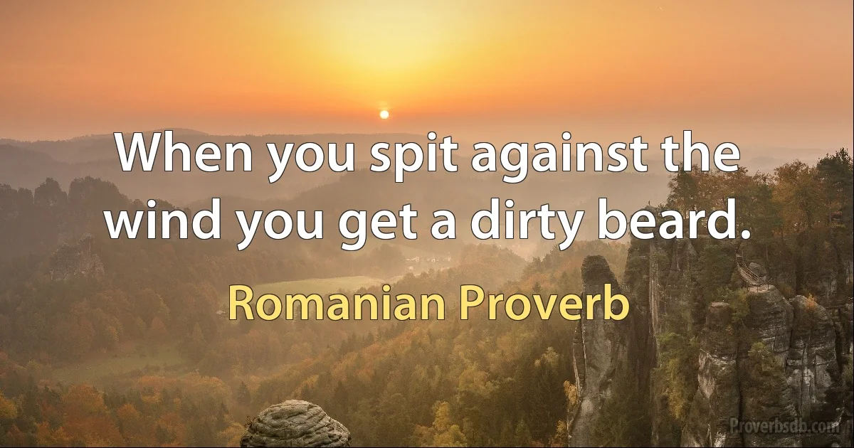 When you spit against the wind you get a dirty beard. (Romanian Proverb)