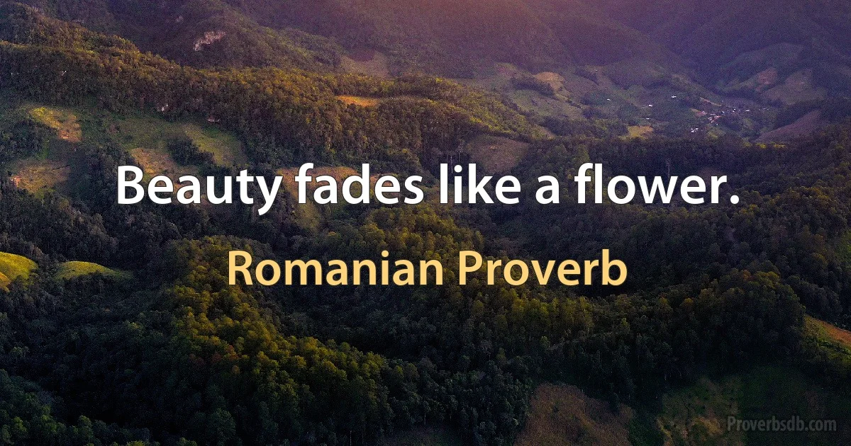 Beauty fades like a flower. (Romanian Proverb)