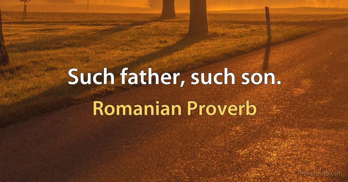 Such father, such son. (Romanian Proverb)