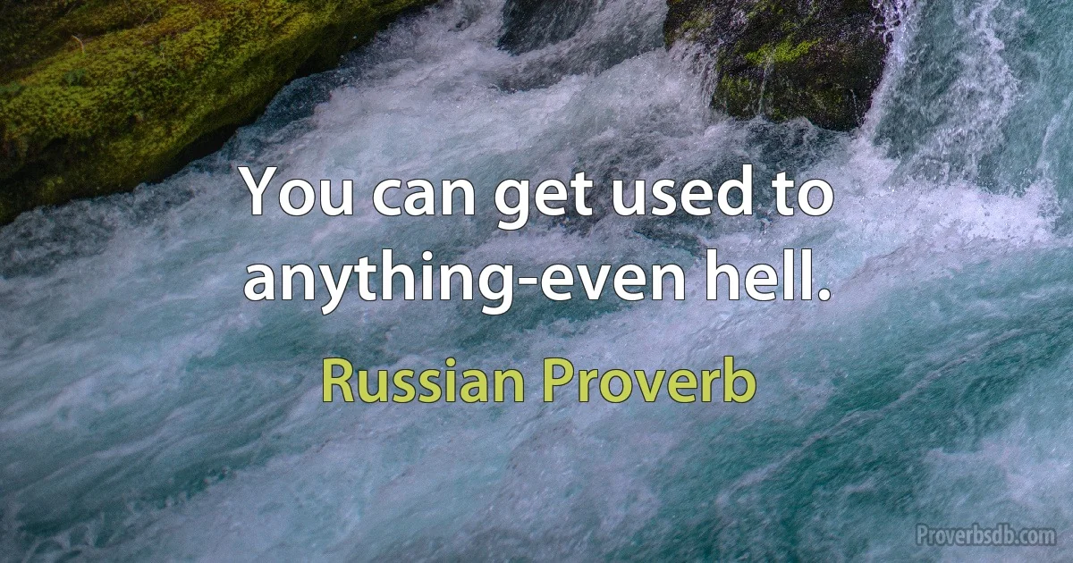 You can get used to anything-even hell. (Russian Proverb)