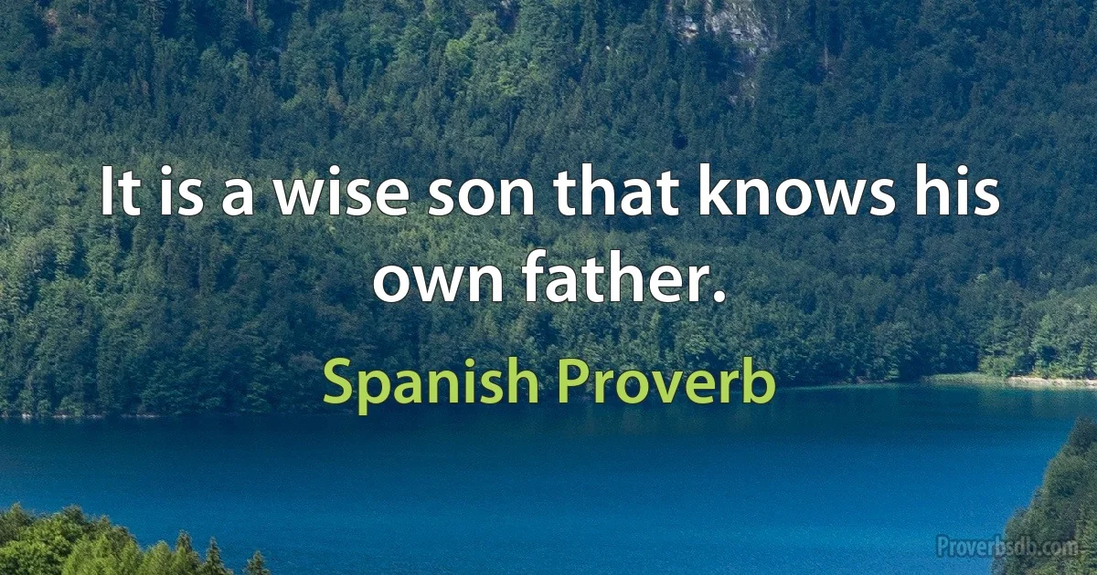 It is a wise son that knows his own father. (Spanish Proverb)