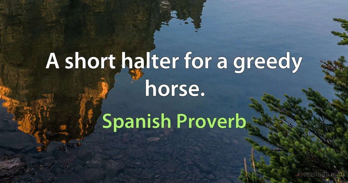 A short halter for a greedy horse. (Spanish Proverb)