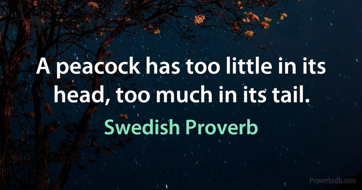 A peacock has too little in its head, too much in its tail. (Swedish Proverb)