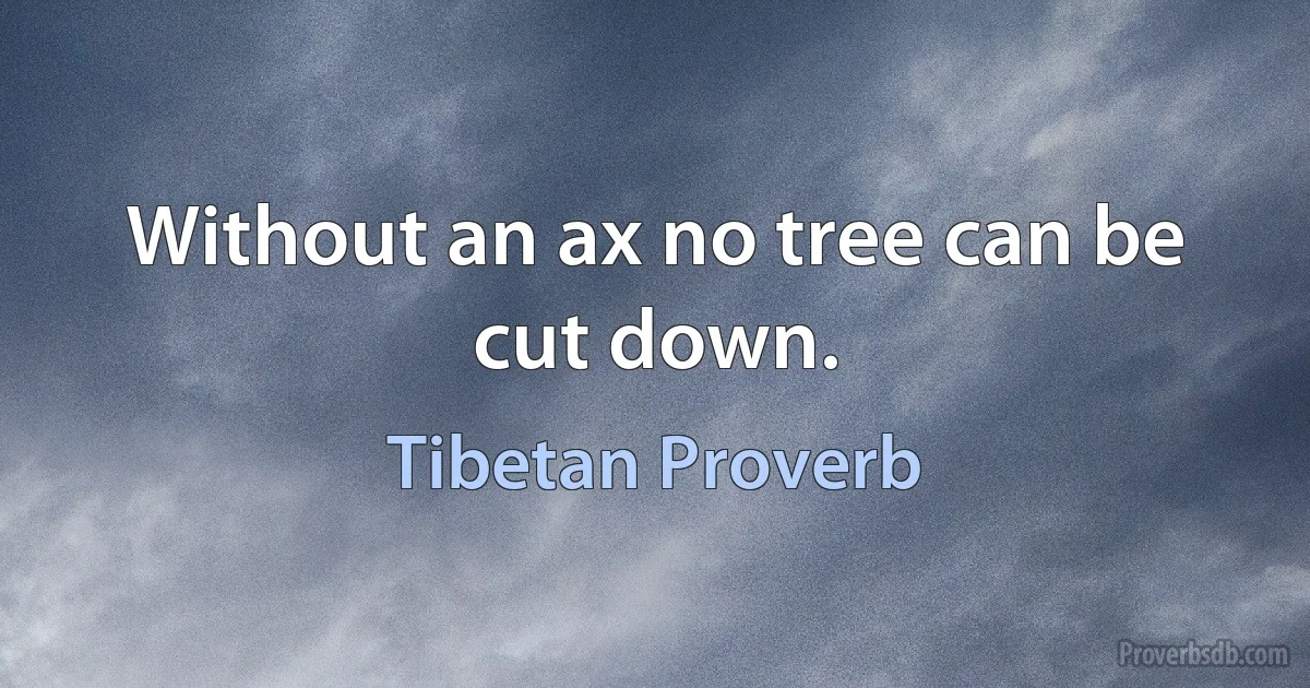 Without an ax no tree can be cut down. (Tibetan Proverb)