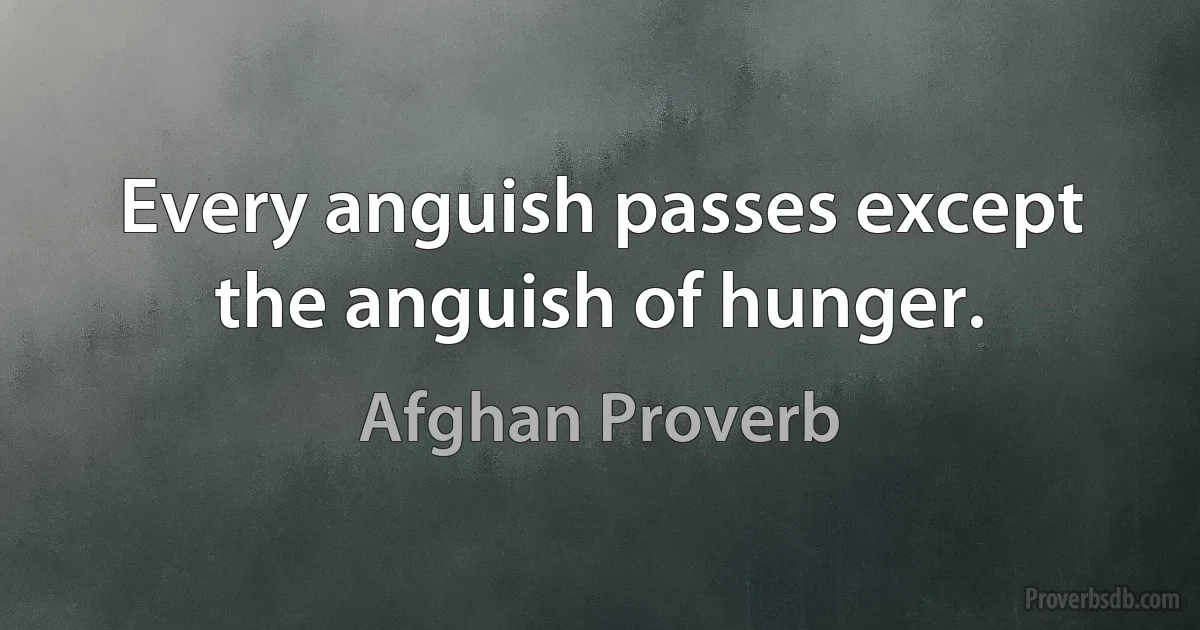 Every anguish passes except the anguish of hunger. (Afghan Proverb)