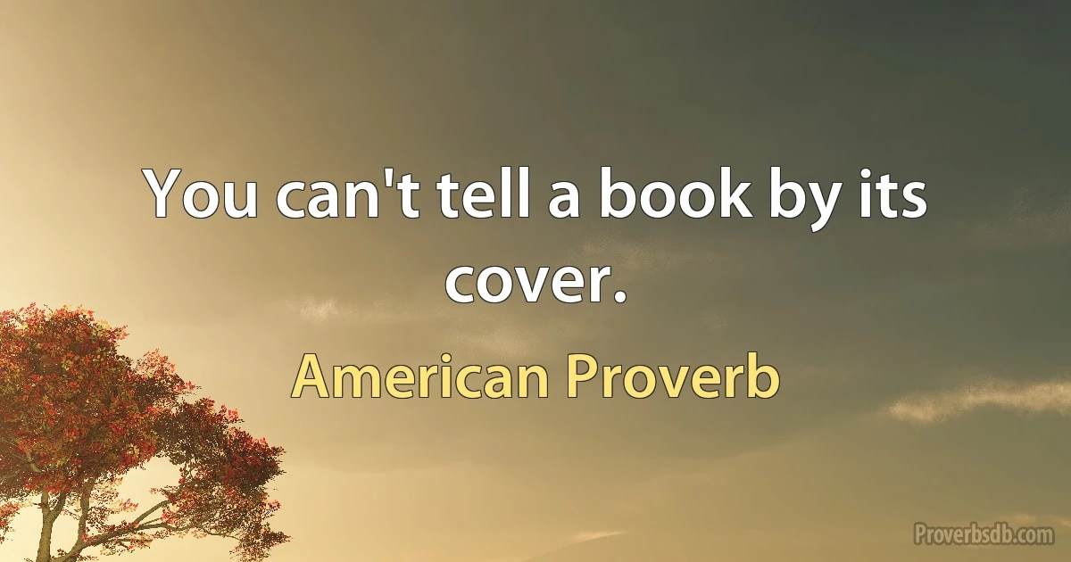 You can't tell a book by its cover. (American Proverb)