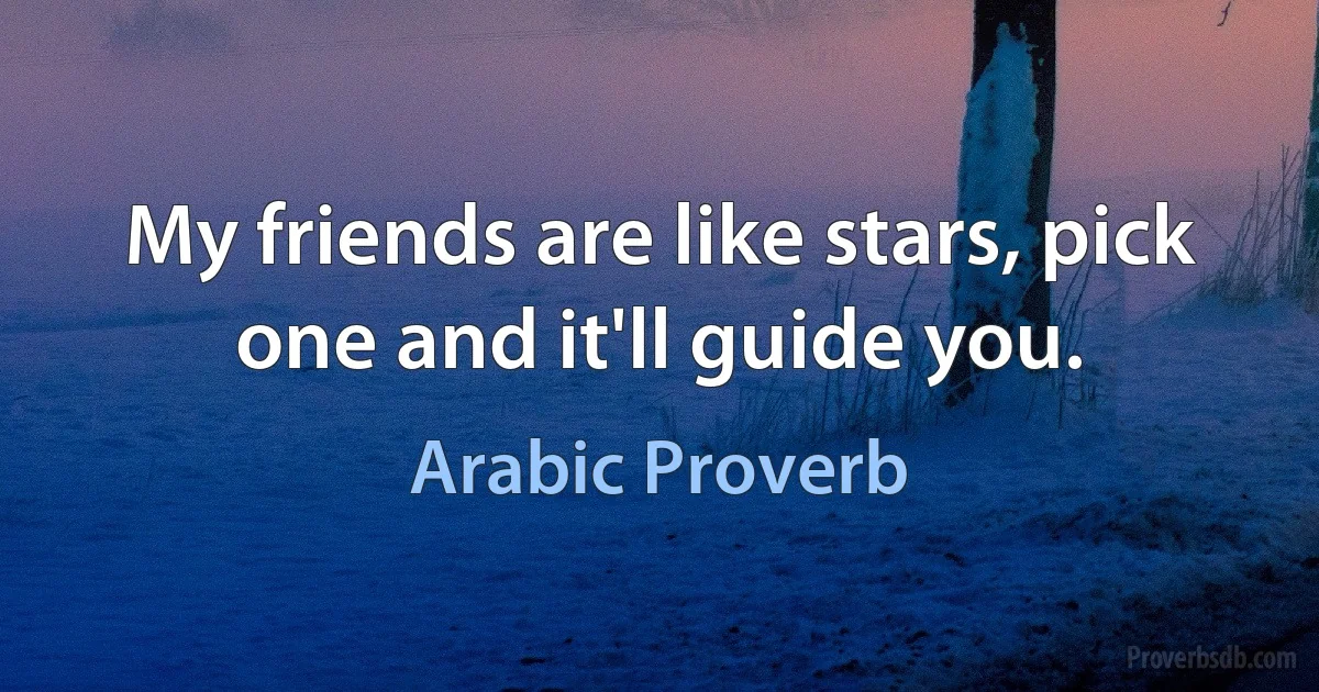 My friends are like stars, pick one and it'll guide you. (Arabic Proverb)