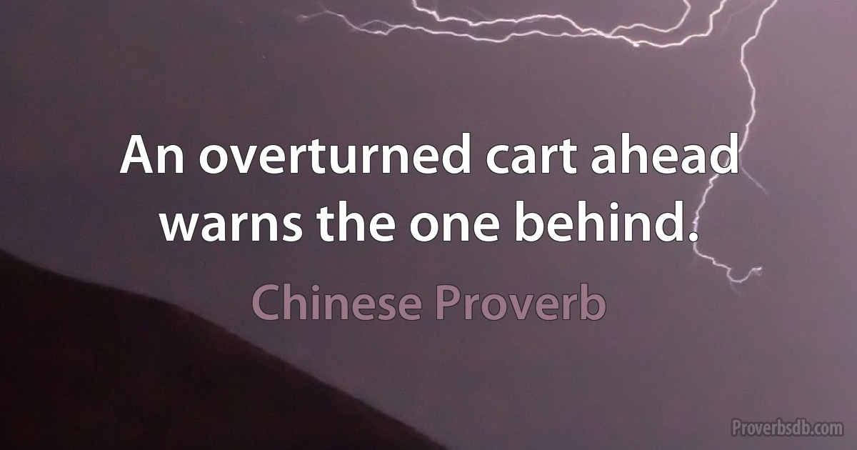 An overturned cart ahead warns the one behind. (Chinese Proverb)