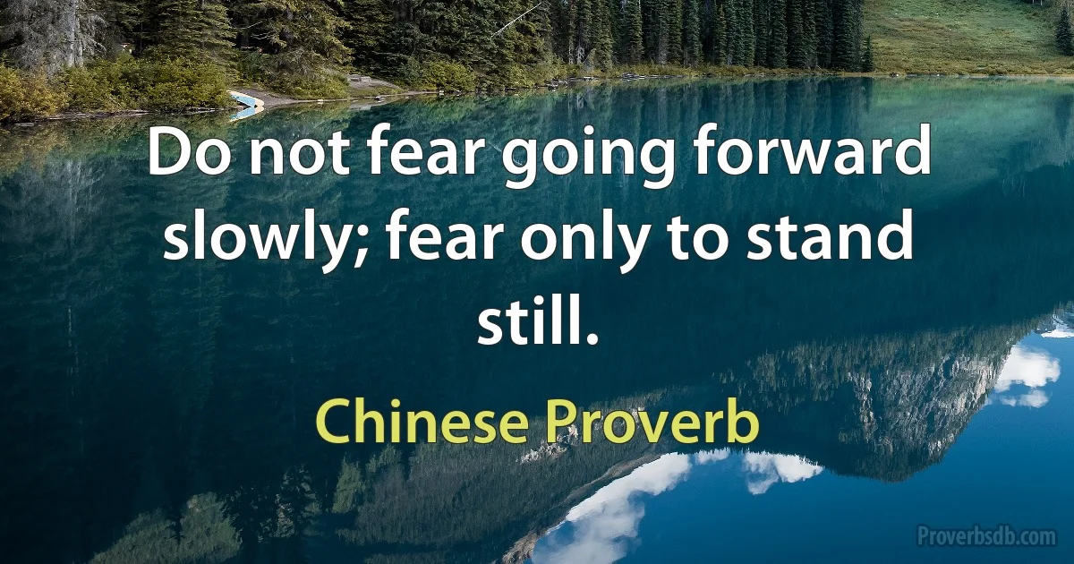 Do not fear going forward slowly; fear only to stand still. (Chinese Proverb)