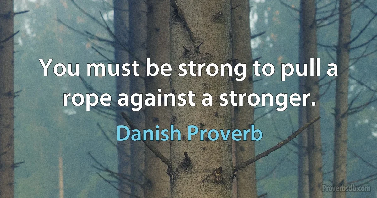 You must be strong to pull a rope against a stronger. (Danish Proverb)