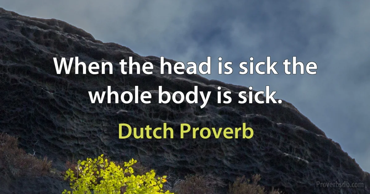 When the head is sick the whole body is sick. (Dutch Proverb)