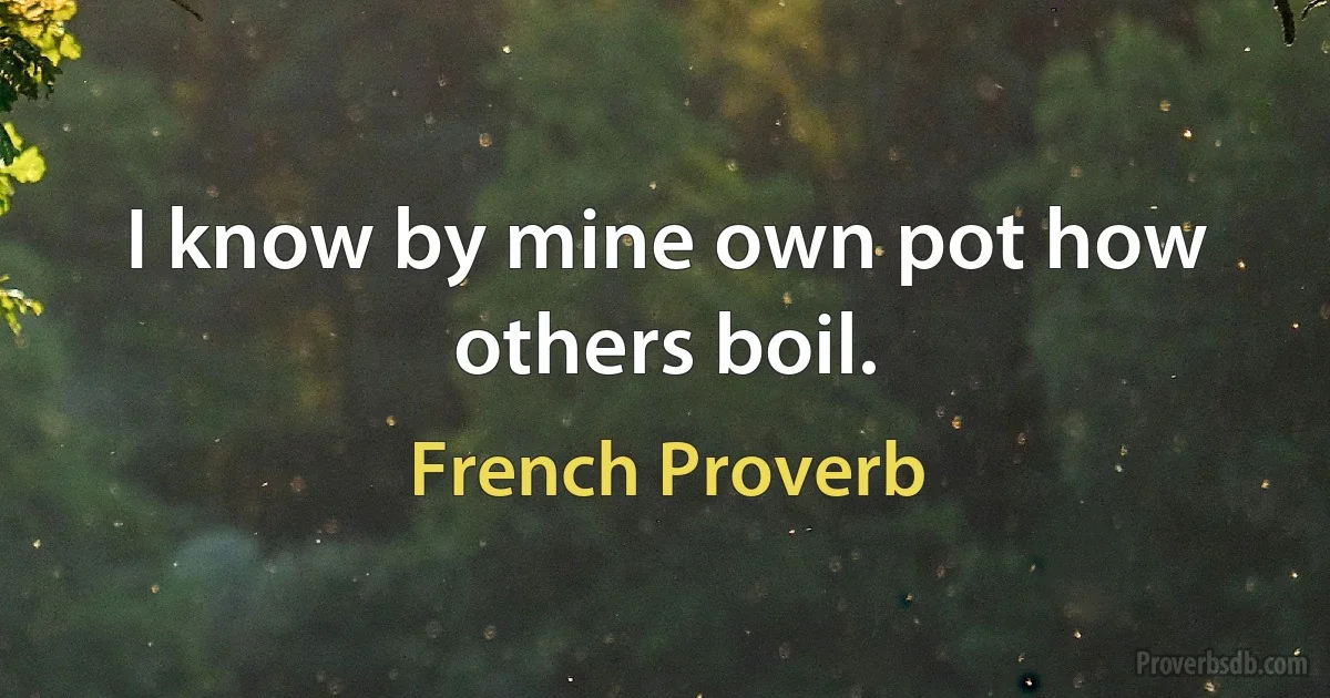 I know by mine own pot how others boil. (French Proverb)