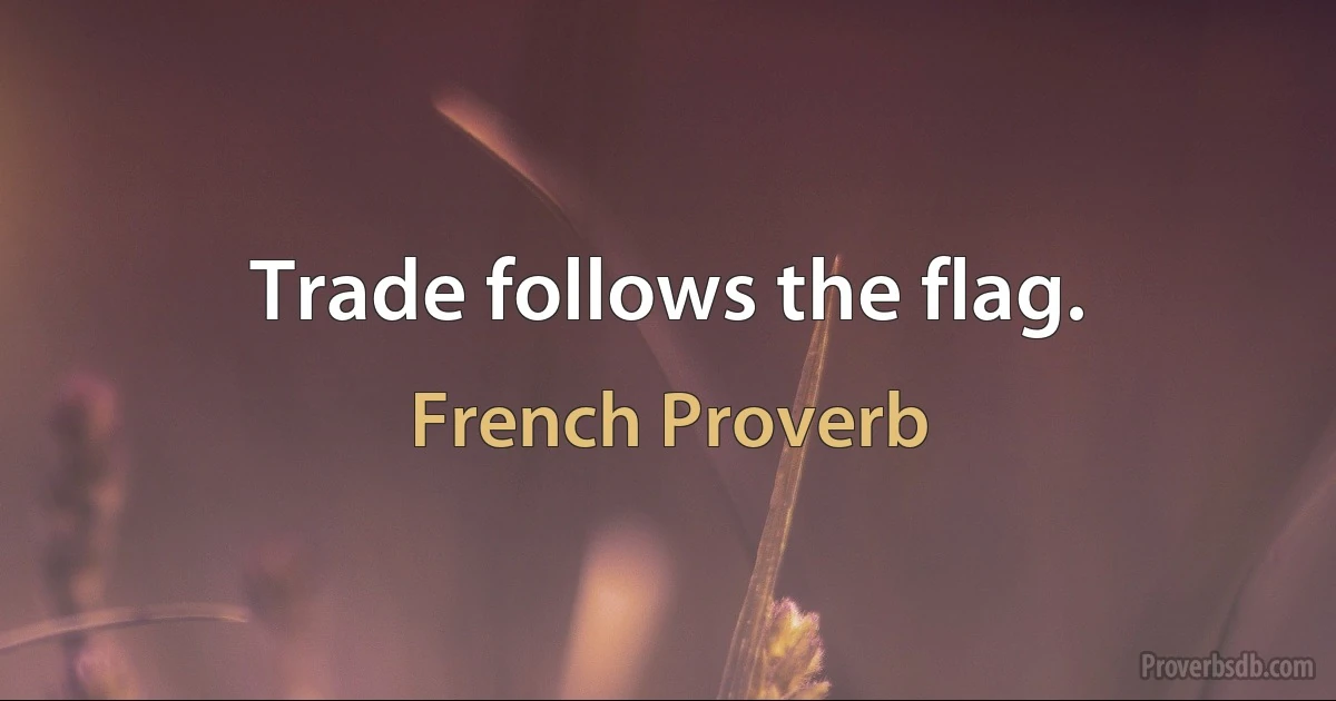 Trade follows the flag. (French Proverb)