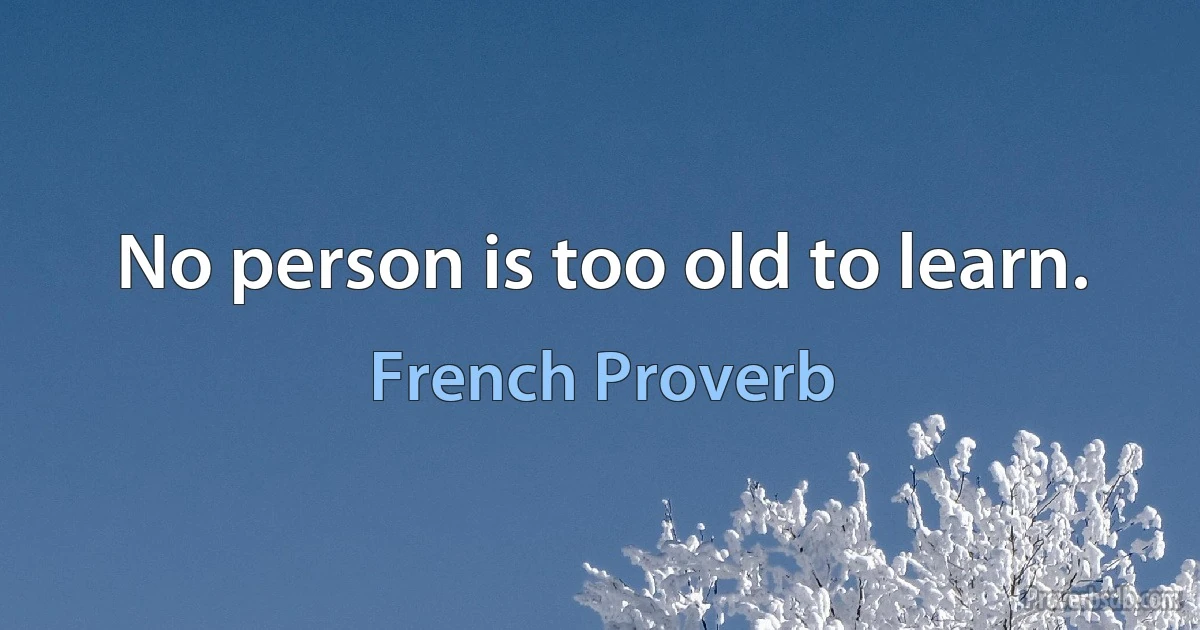 No person is too old to learn. (French Proverb)