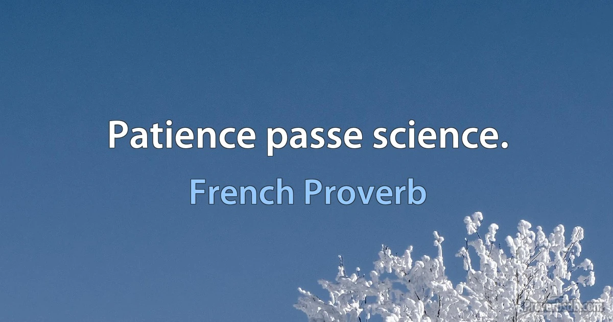 Patience passe science. (French Proverb)