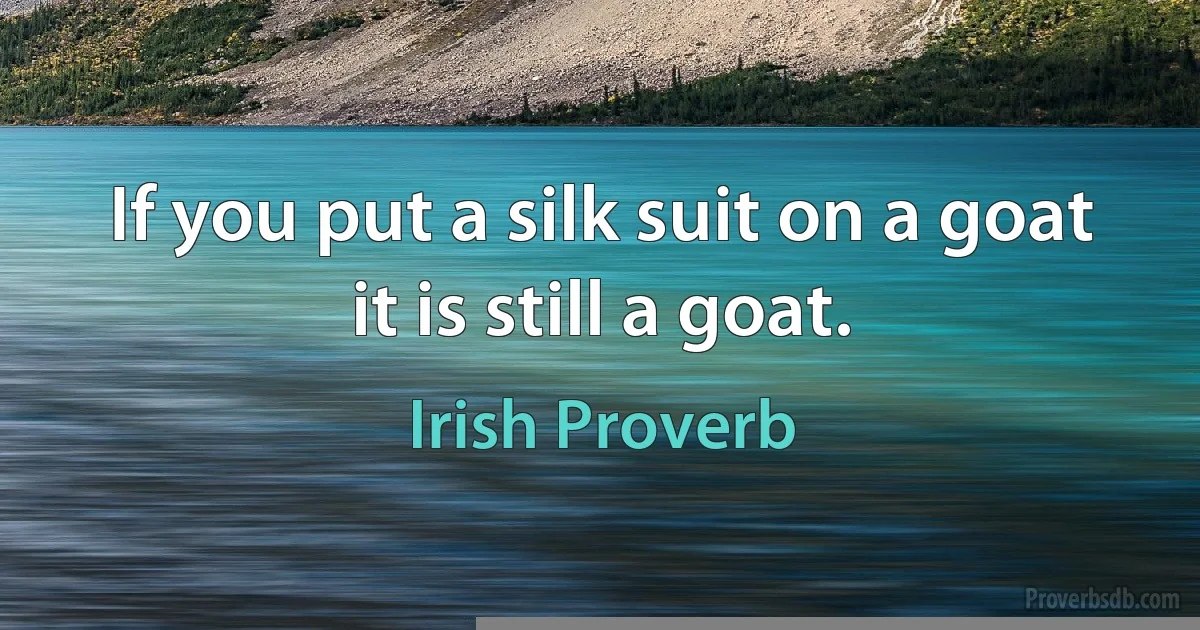 If you put a silk suit on a goat it is still a goat. (Irish Proverb)