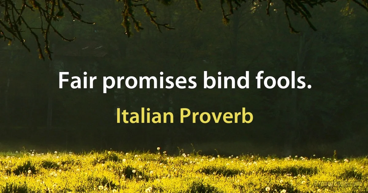 Fair promises bind fools. (Italian Proverb)