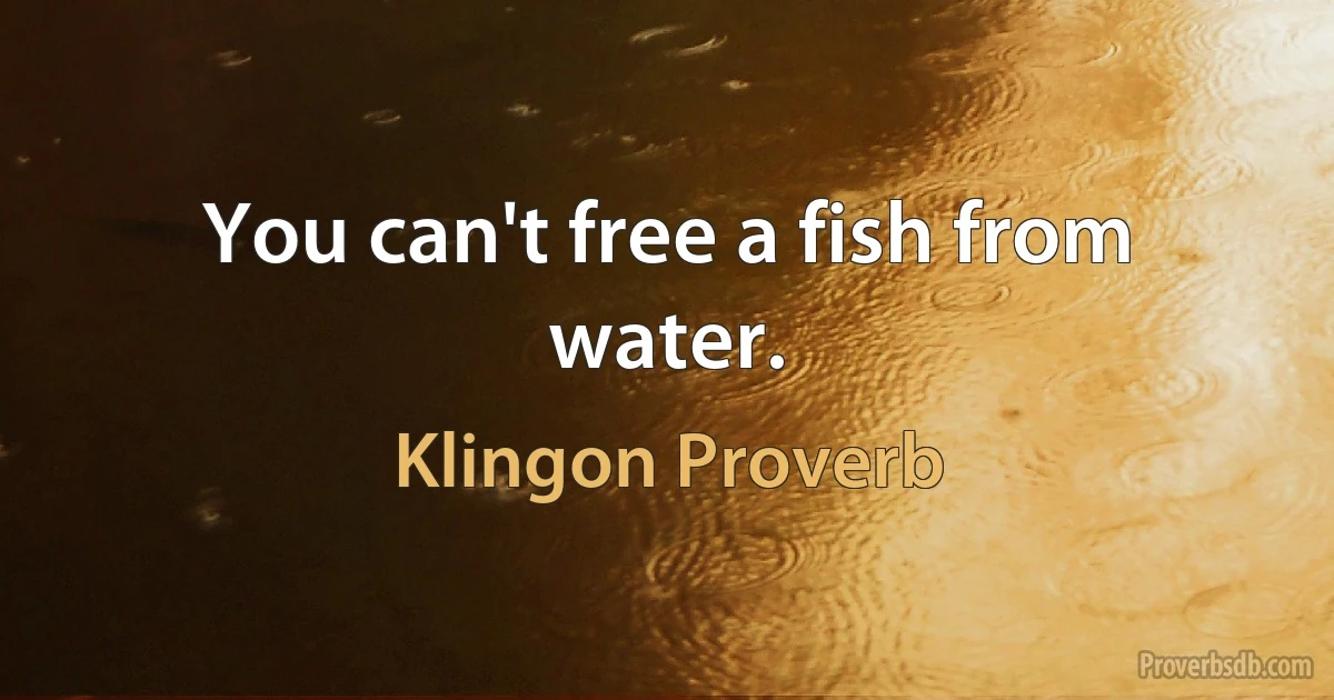 You can't free a fish from water. (Klingon Proverb)