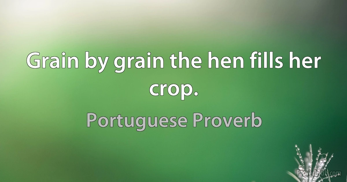 Grain by grain the hen fills her crop. (Portuguese Proverb)