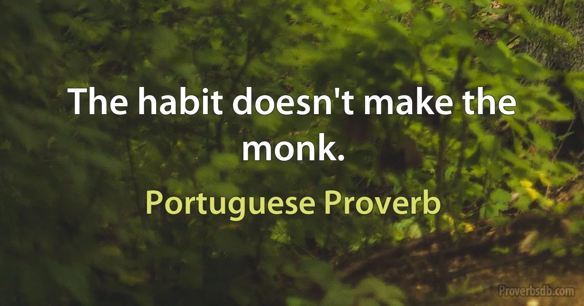 The habit doesn't make the monk. (Portuguese Proverb)