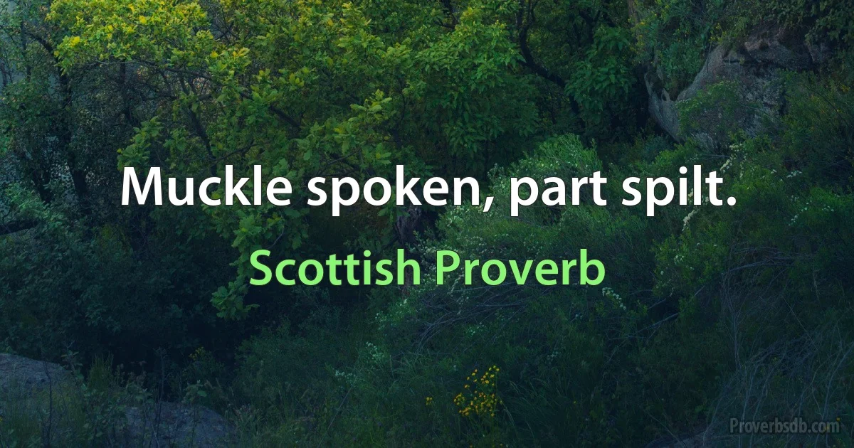 Muckle spoken, part spilt. (Scottish Proverb)