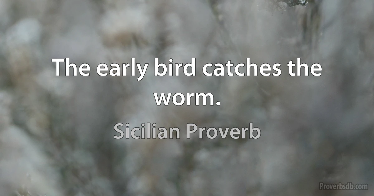 The early bird catches the worm. (Sicilian Proverb)