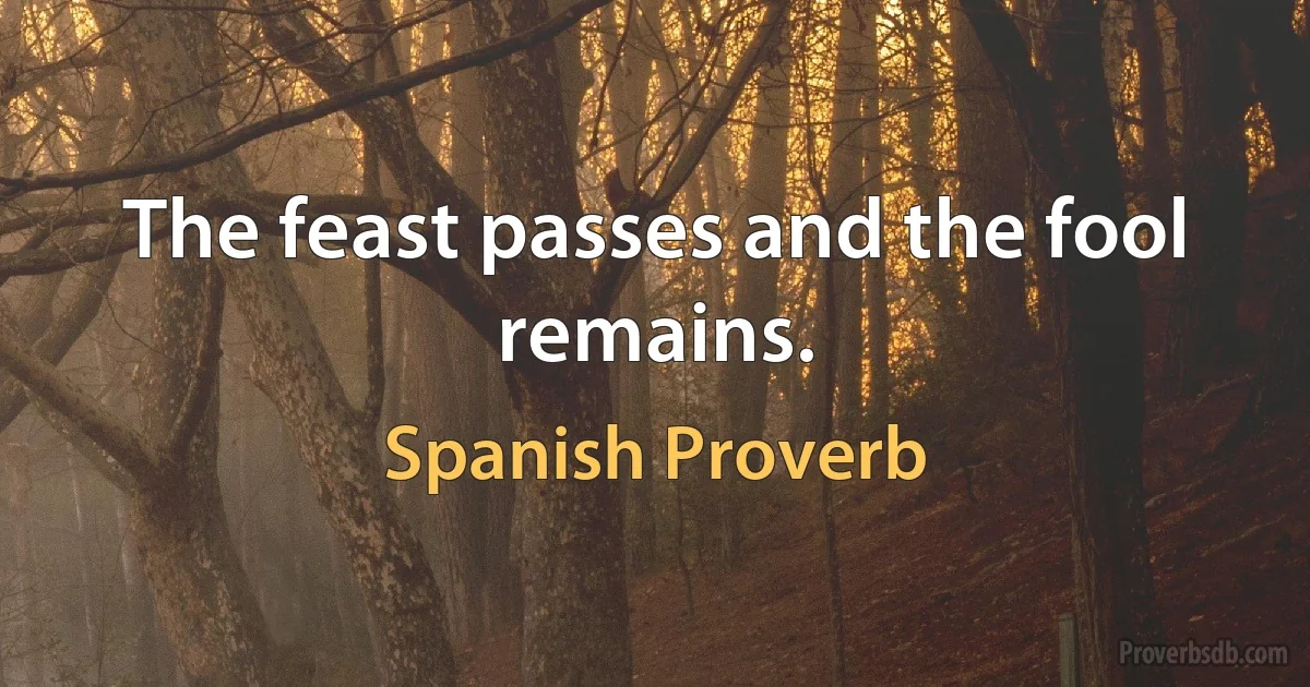 The feast passes and the fool remains. (Spanish Proverb)