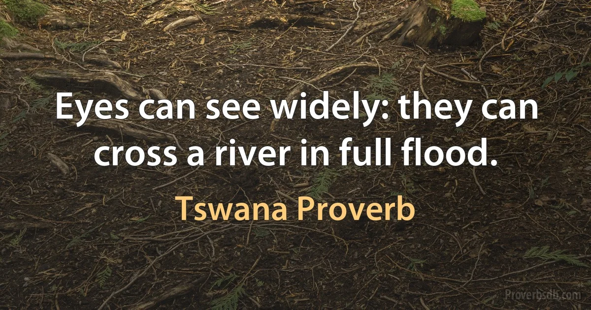 Eyes can see widely: they can cross a river in full flood. (Tswana Proverb)