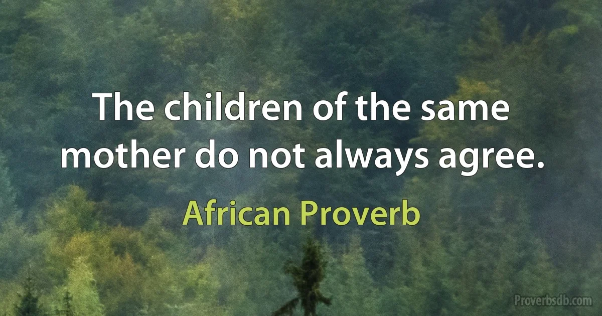 The children of the same mother do not always agree. (African Proverb)