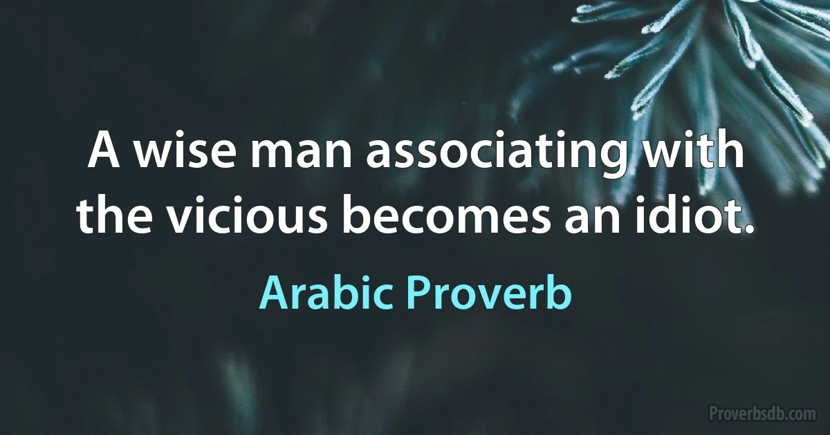 A wise man associating with the vicious becomes an idiot. (Arabic Proverb)