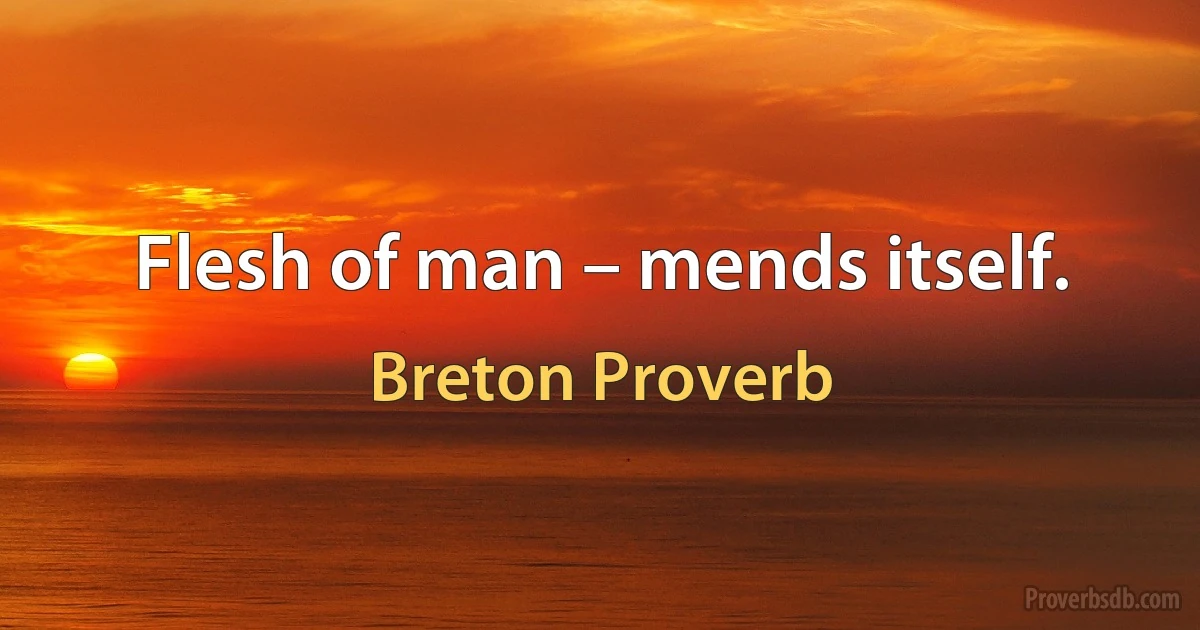 Flesh of man – mends itself. (Breton Proverb)