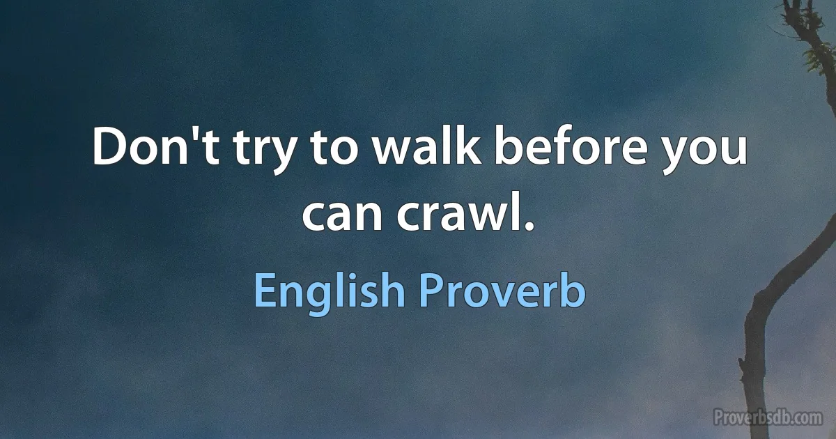 Don't try to walk before you can crawl. (English Proverb)