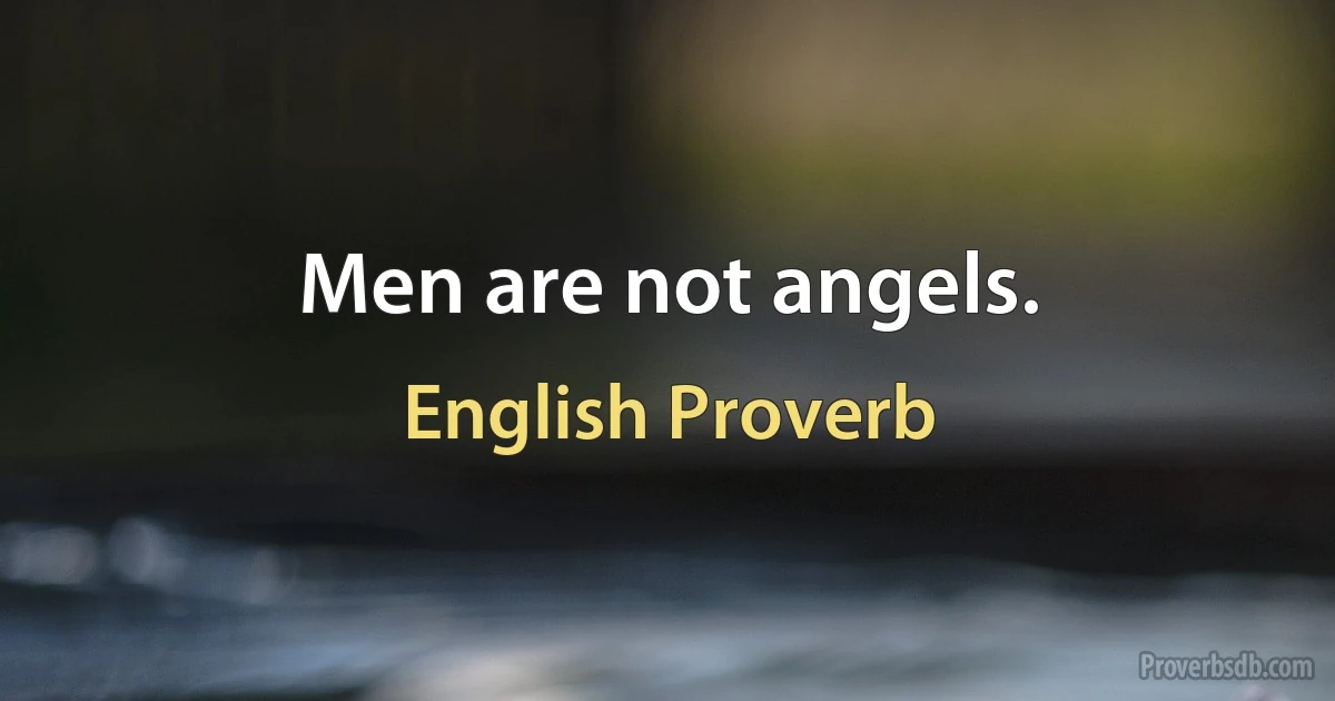 Men are not angels. (English Proverb)